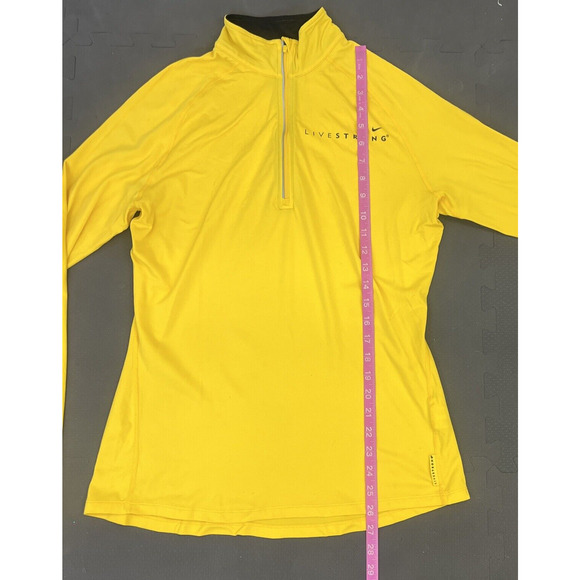 Nike Livestrong Womens 1/4 Zip Pullover Size Lg Yellow Athletic Stretch Shirt FS - Picture 9 of 11